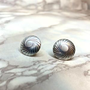 Silver button earrings